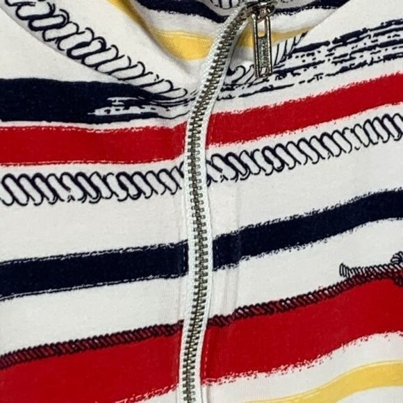 Chicos Weekends Zip Jacket Medium Red Yellow Stripe Knit Casual - Picture 10 of 12